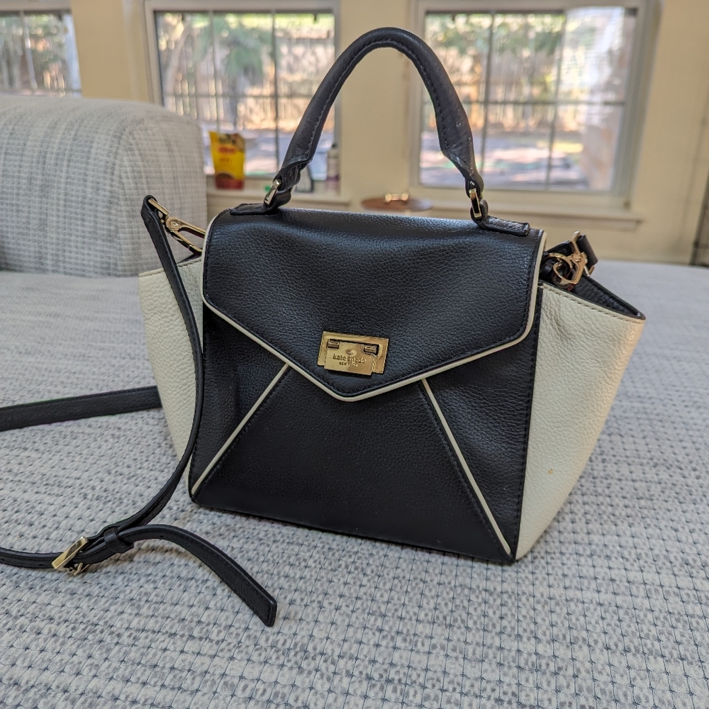 Kate Spade LAUREL WELLESLEY PLACE Black/Porcelain Satchel Bag